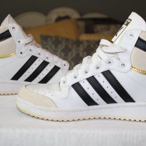 Adidas Big Kids Top Ten Originals - size 4 - Black/White/Gold
